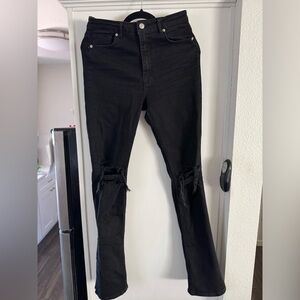 Straight leg, split hem jean